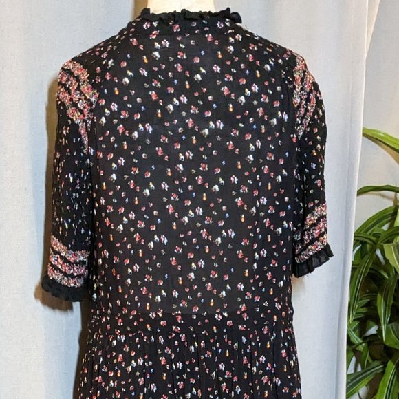 Free People Black with Red and Pink Delicate Floral Patterned Maxi Dress - Picture 10 of 15